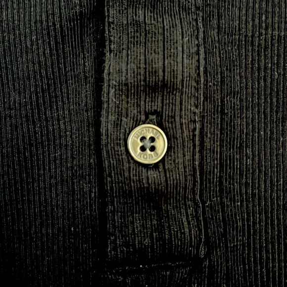 Michael Kors men’s black henley button shirt. Ribbed cotton & stretch. Slim fit - Picture 3 of 4